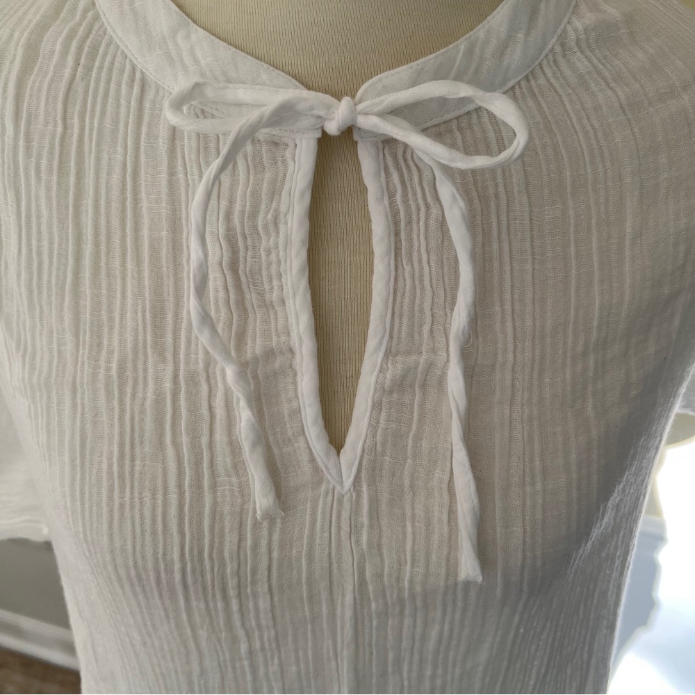 NWT! Style & Co. White Tie-neck Tiered Flutter Sleeve Sundress - 100% Cotton - Picture 5 of 13